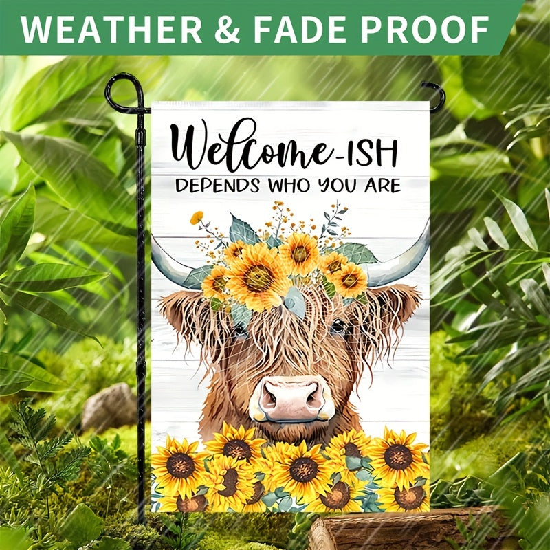 4pcs/Set Double Sided Waterproof Vertical Four Season Cow Theme Garden Flag