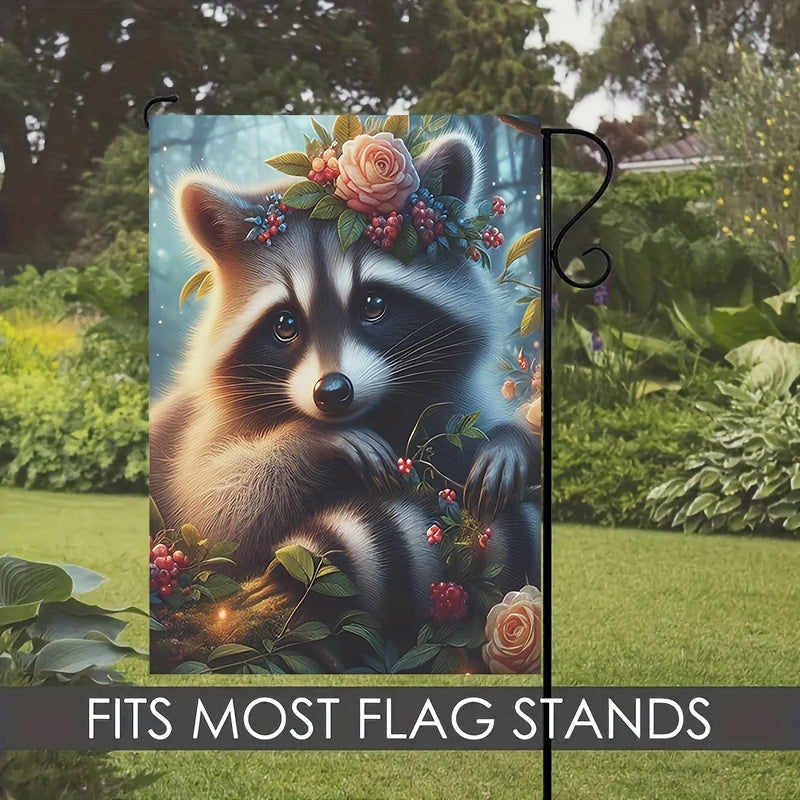 Cute Raccoon Garden Flag