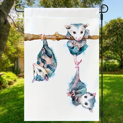 Charming Opossum Double-Sided Garden Flag