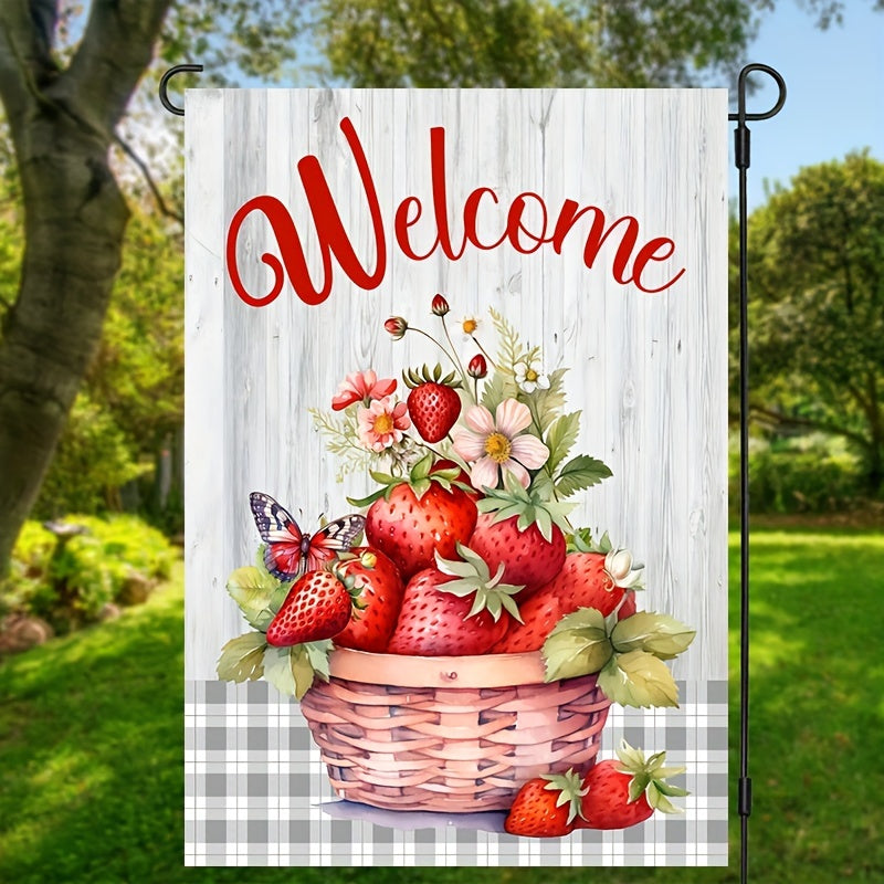 Strawberries Fruit Theme Welcome Garden Flag