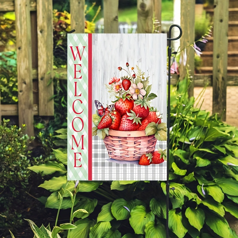 Strawberries Fruit Theme Welcome Garden Flag