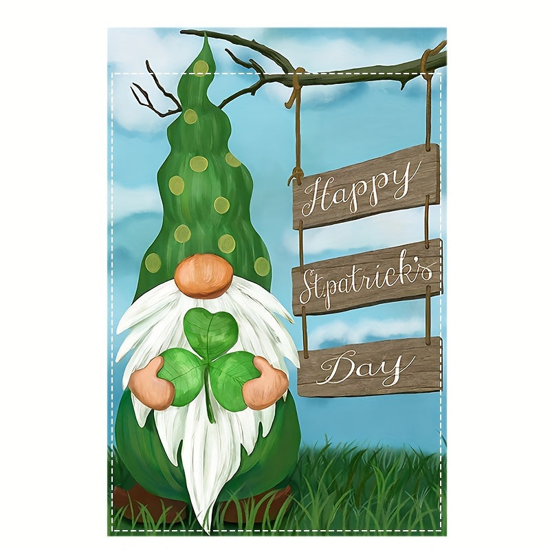 Happy St Patrick's Day Leprechaun Clover Double Sided Spring Garden Flag