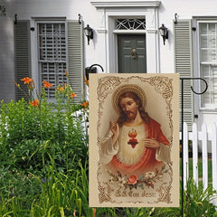 Sacred Heart Of Garden Flag