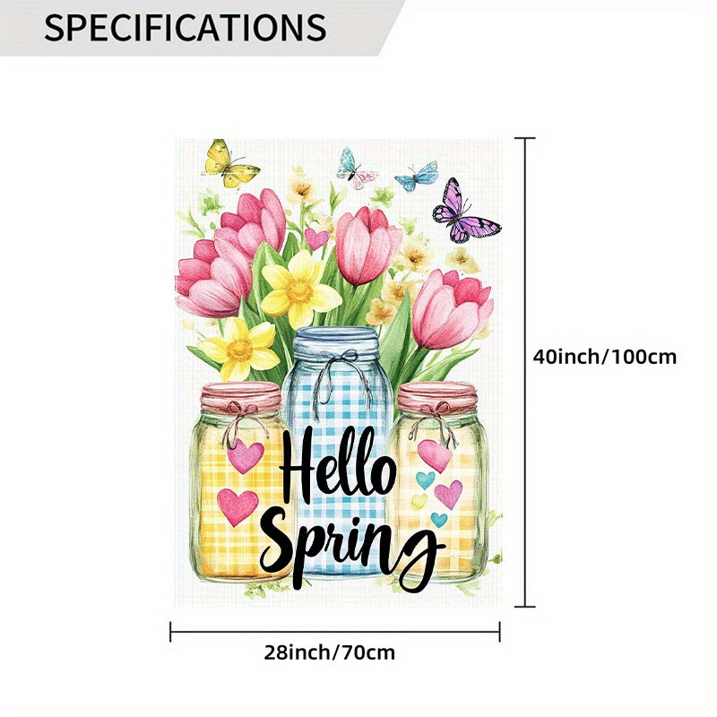 Welcome Spring Mason Jar Flowers Decorative Garden Flag