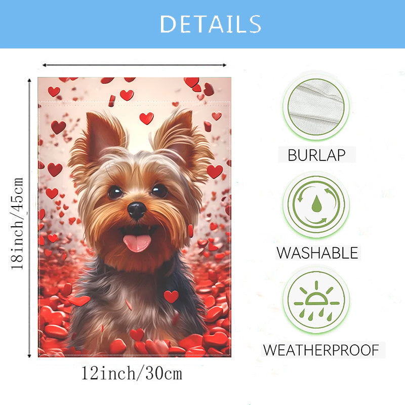 Yorkshire Terrier Valentine'S Day Garden Flag