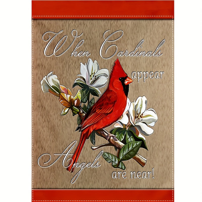 Rustic "When Cardinals Appear Angels Are Near" Burlap Garden Flag