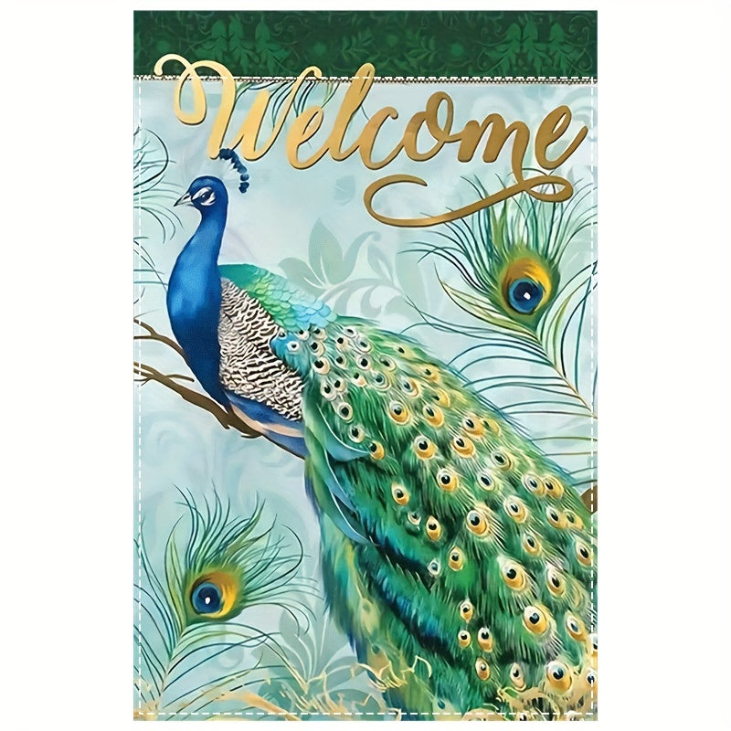 Peacock Welcome Garden Flag