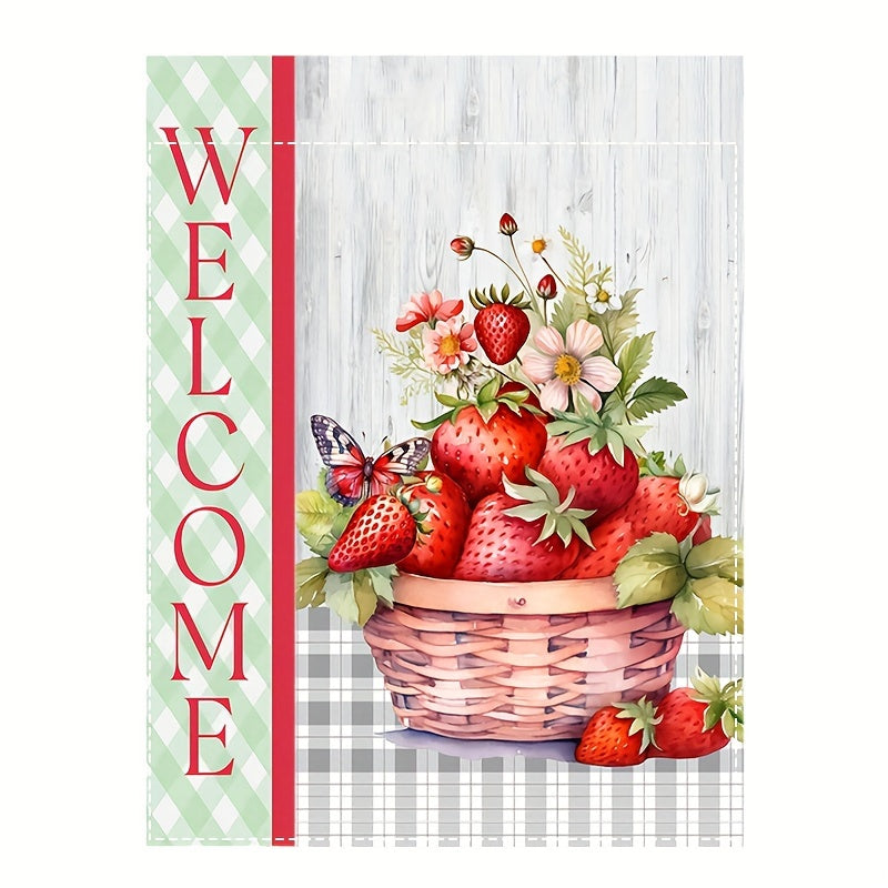 Strawberries Fruit Theme Welcome Garden Flag