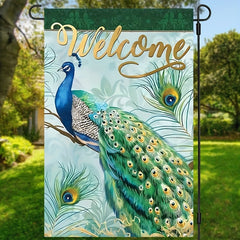 Peacock Welcome Garden Flag