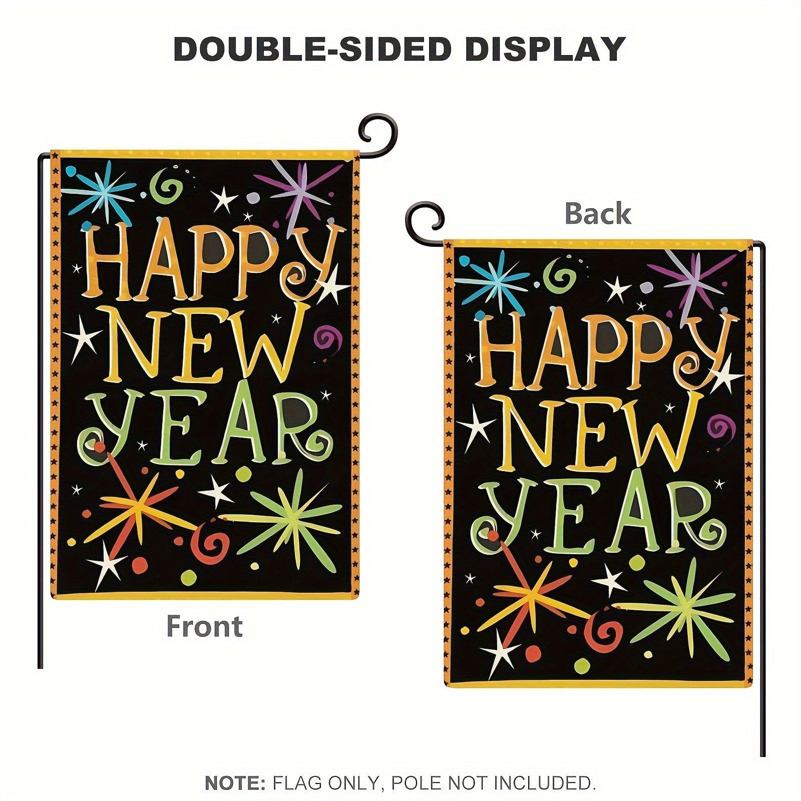 Double-Sided Garden Flag] Happy New Year Celebration Garden Flag