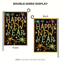 Double-Sided Garden Flag] Happy New Year Celebration Garden Flag