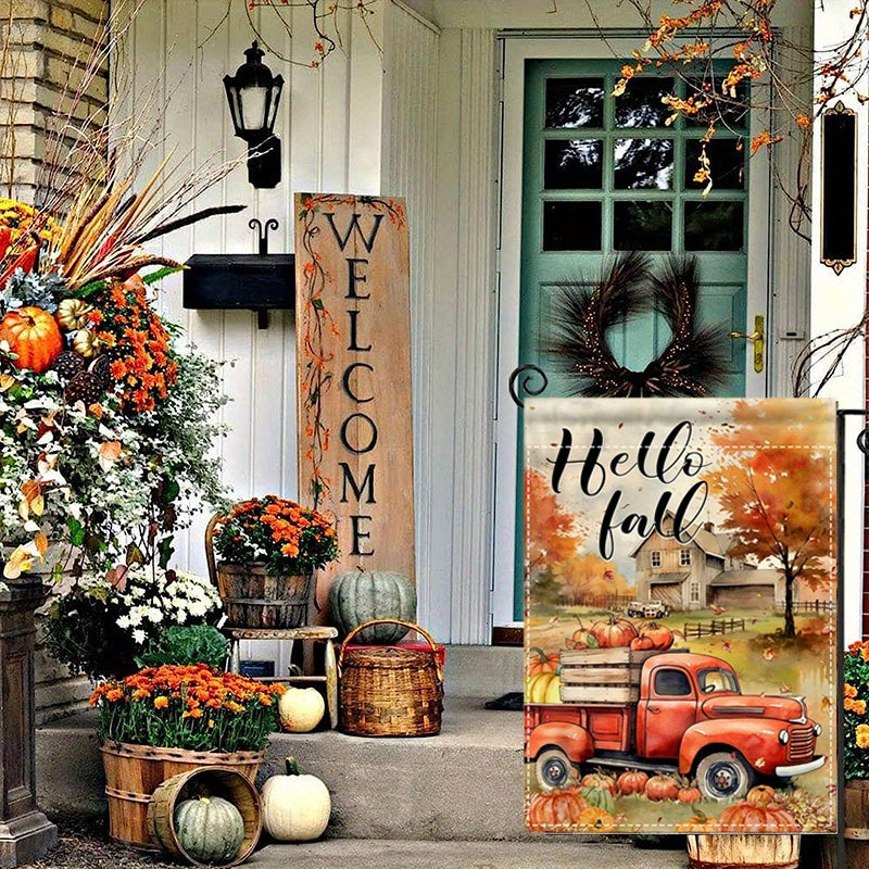 Vertical Double-Sided Fall Pumpkin Garden Flag