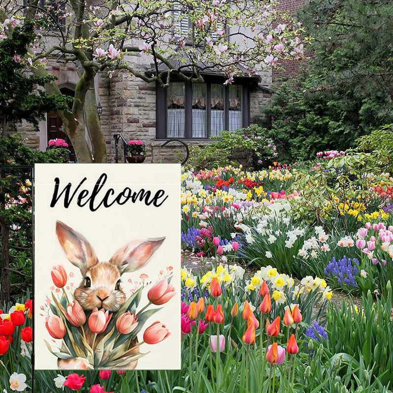 Easter Bunny Welcome Garden Flag