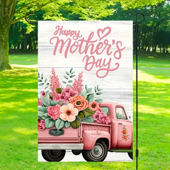 Happy Mother's Day Floral Truck Garden Flag