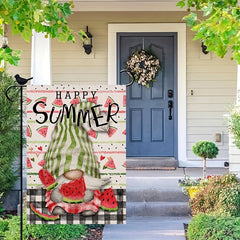 Double-Sided Polyester Happy Summer Gnome Garden Flag