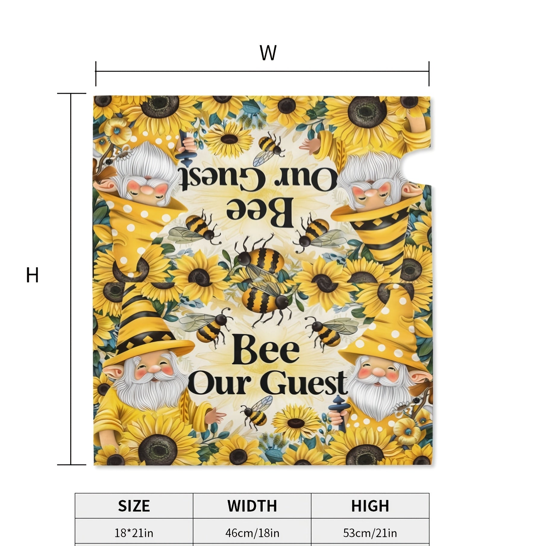 "Bee Our Guest" Mailbox Cover with Cute Gnomes and Sunflowers Design