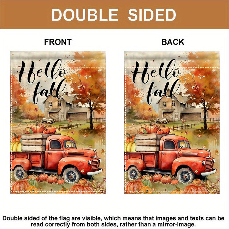 Vertical Double-Sided Fall Pumpkin Garden Flag