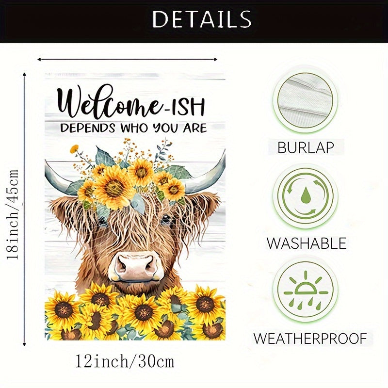 4pcs/Set Double Sided Waterproof Vertical Four Season Cow Theme Garden Flag