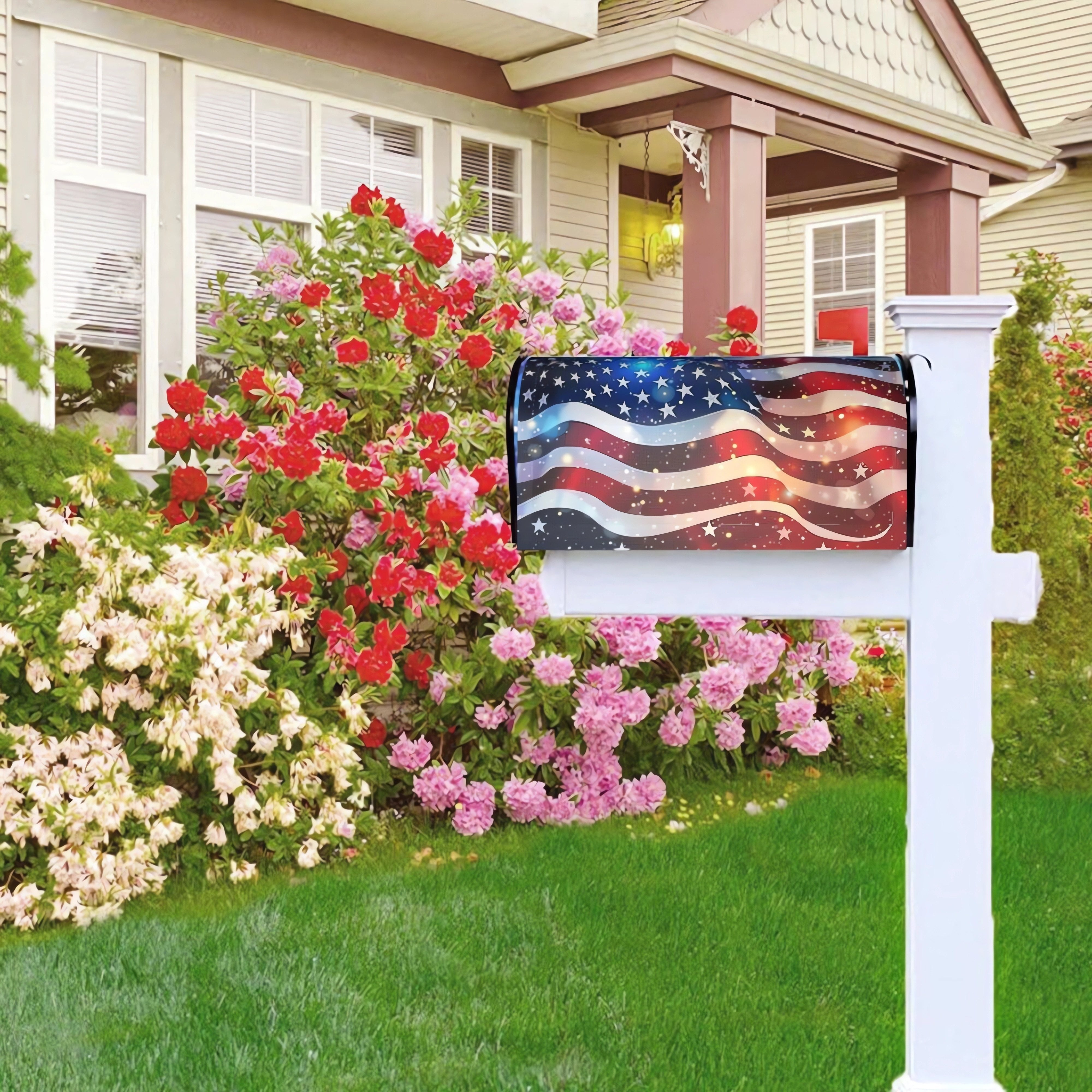 Vibrant American Flag Mailbox Cover Wrap