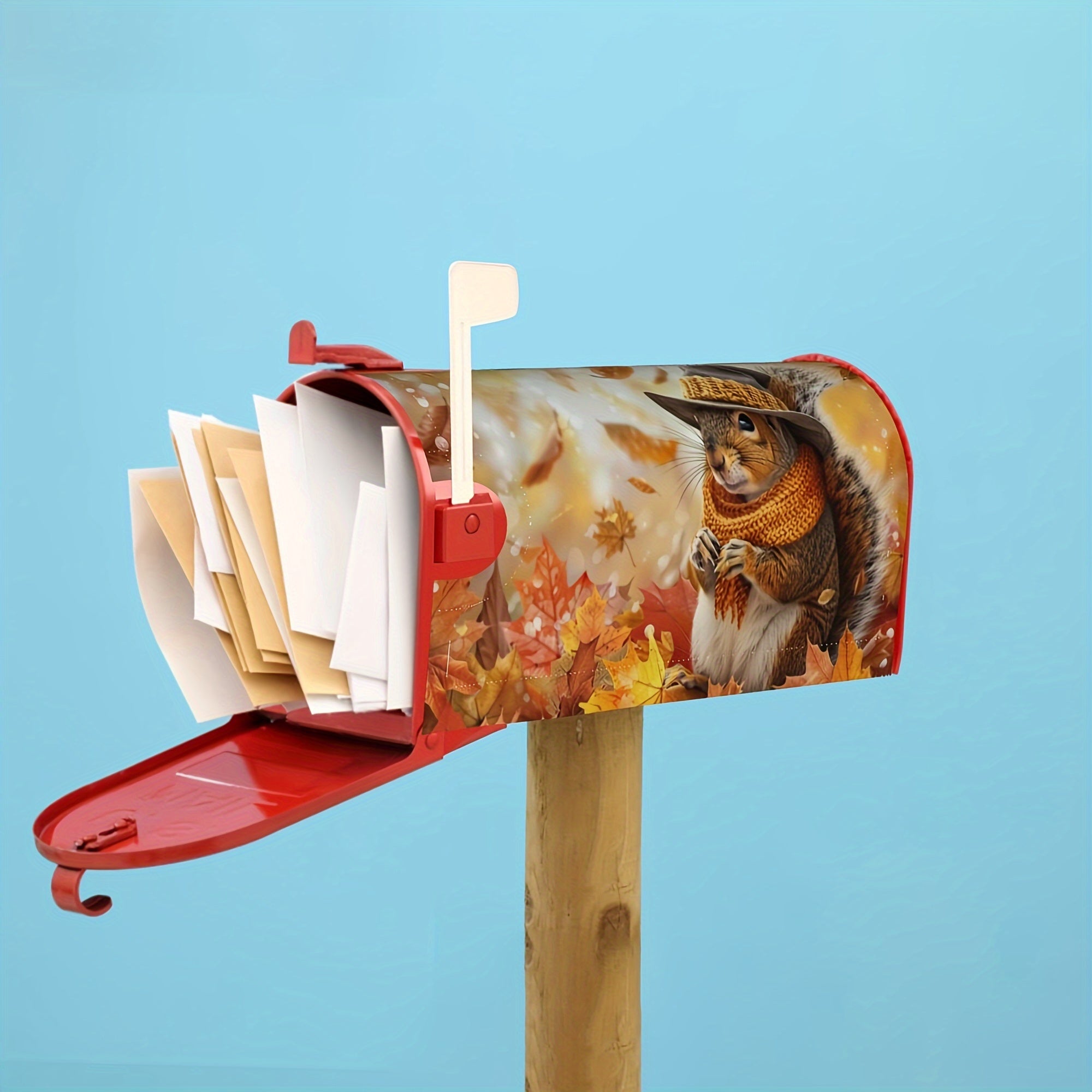 Autumn Squirrel Mailbox Cover