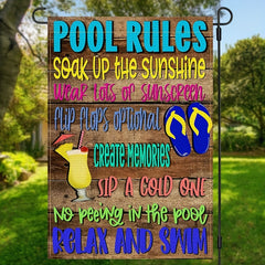 Pool Rules Garden Flag