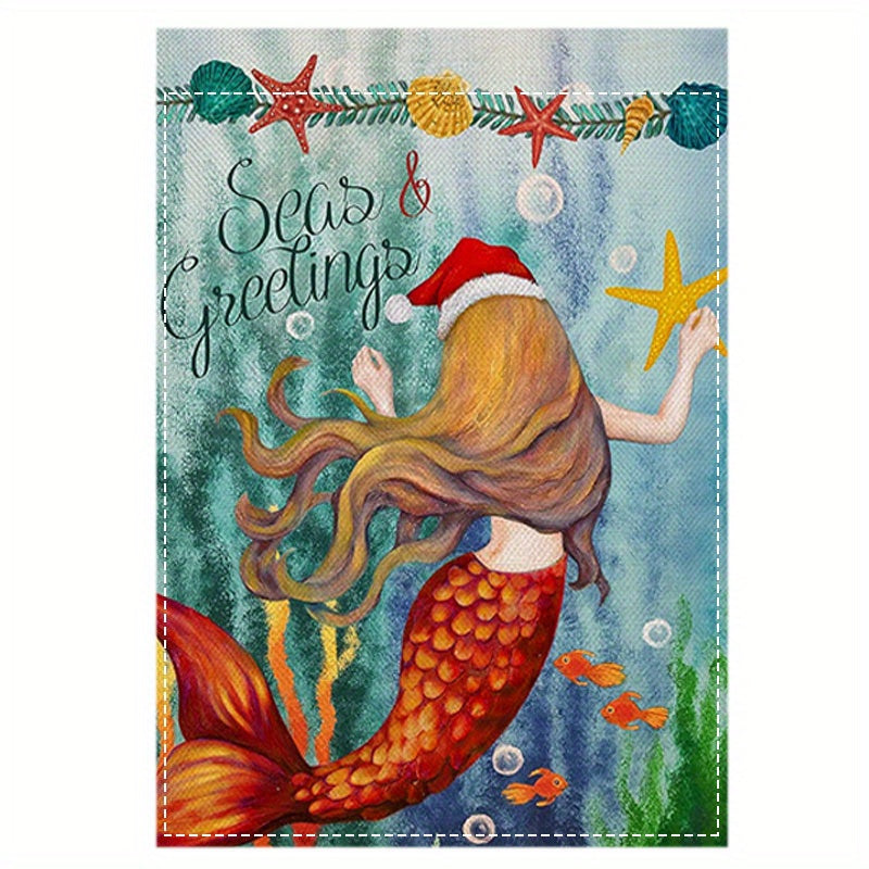 "Seas Greetings" Christmas Garden Flag