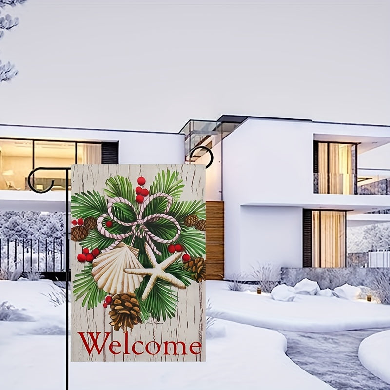 Festive Christmas Welcome Garden Flag