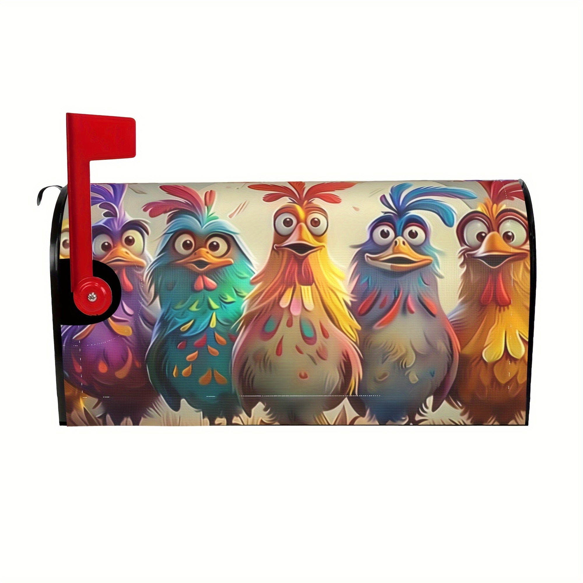 Colorful Roosters Mailbox Cover