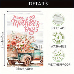 Vibrant Mothers Day Truck & Flowers Garden Flag