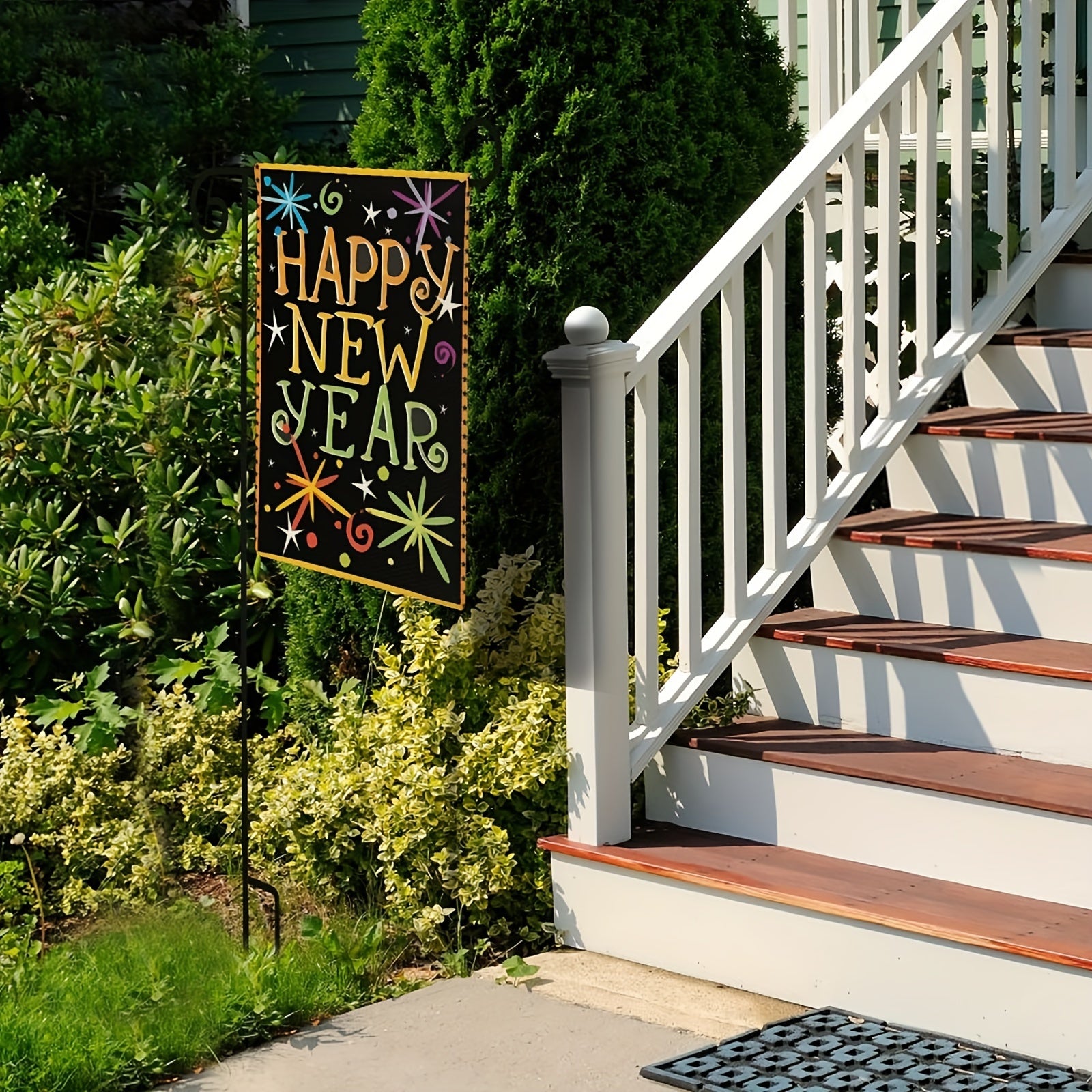 Double-Sided Garden Flag] Happy New Year Celebration Garden Flag