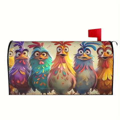 Colorful Roosters Mailbox Cover