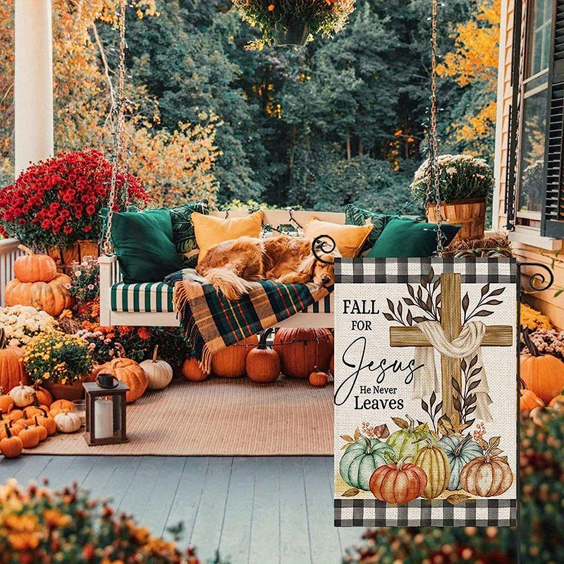 Fall Cross Garden Flag