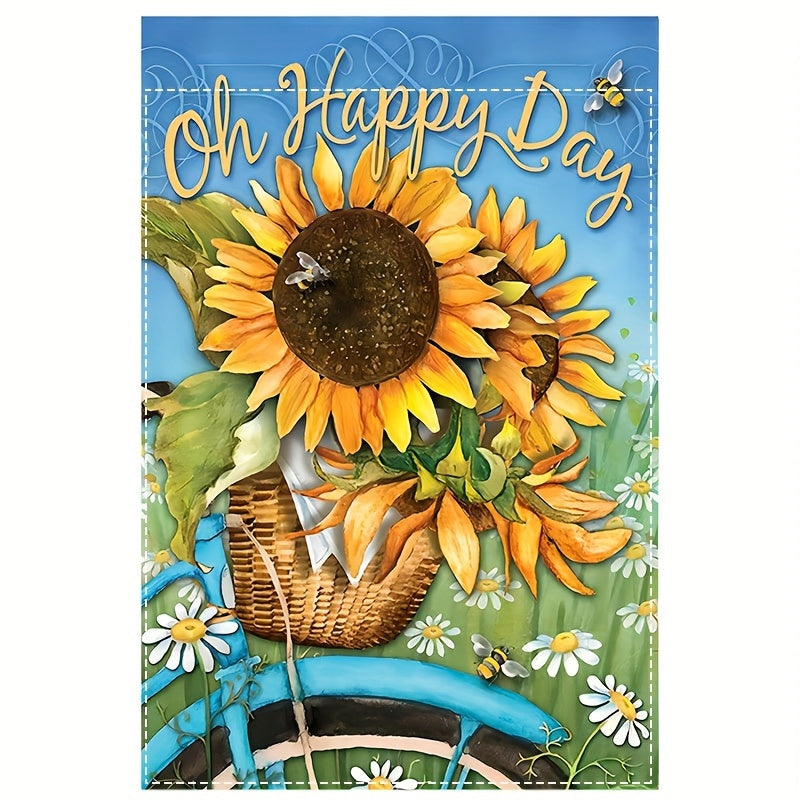 "Oh Happy Day" Sunflower & Bee Bicycle Garden Flag