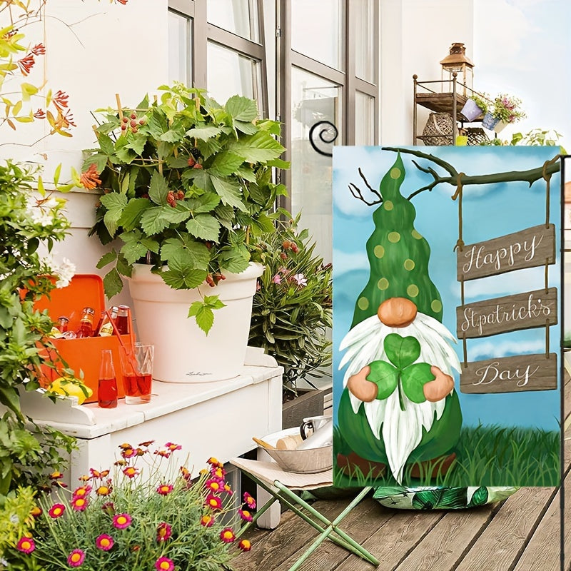 Happy St Patrick's Day Leprechaun Clover Double Sided Spring Garden Flag