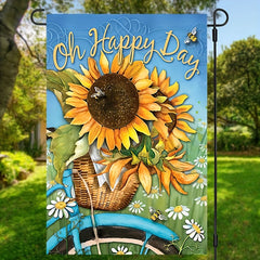 "Oh Happy Day" Sunflower & Bee Bicycle Garden Flag