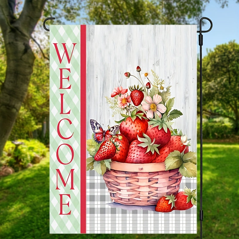 Strawberries Fruit Theme Welcome Garden Flag