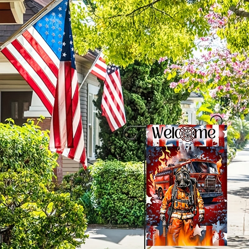 Fireman Hero Welcome Garden Flag