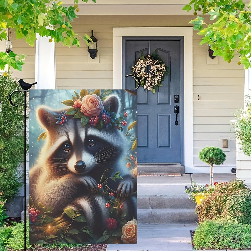 Cute Raccoon Garden Flag