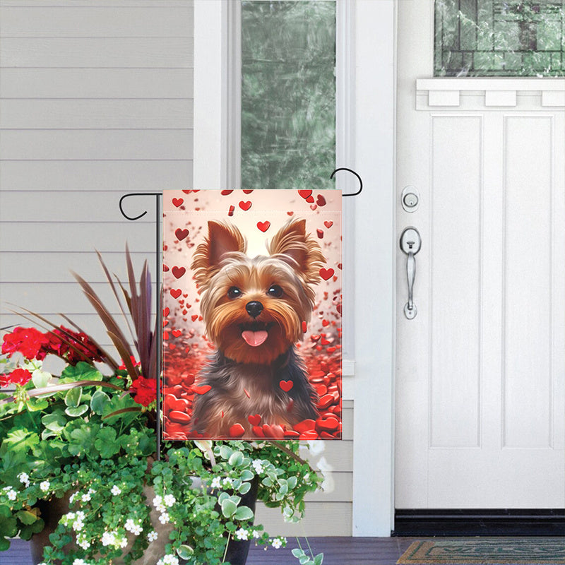 Yorkshire Terrier Valentine'S Day Garden Flag