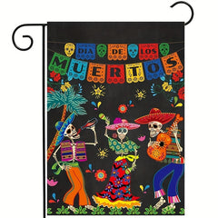 Vibrant Day of the Dead Garden Flag