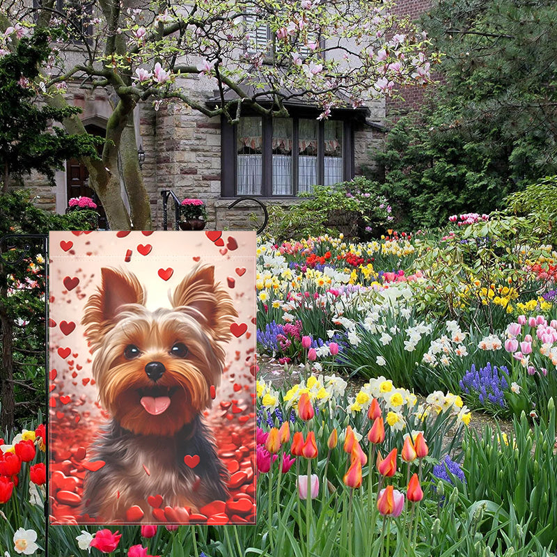 Yorkshire Terrier Valentine'S Day Garden Flag