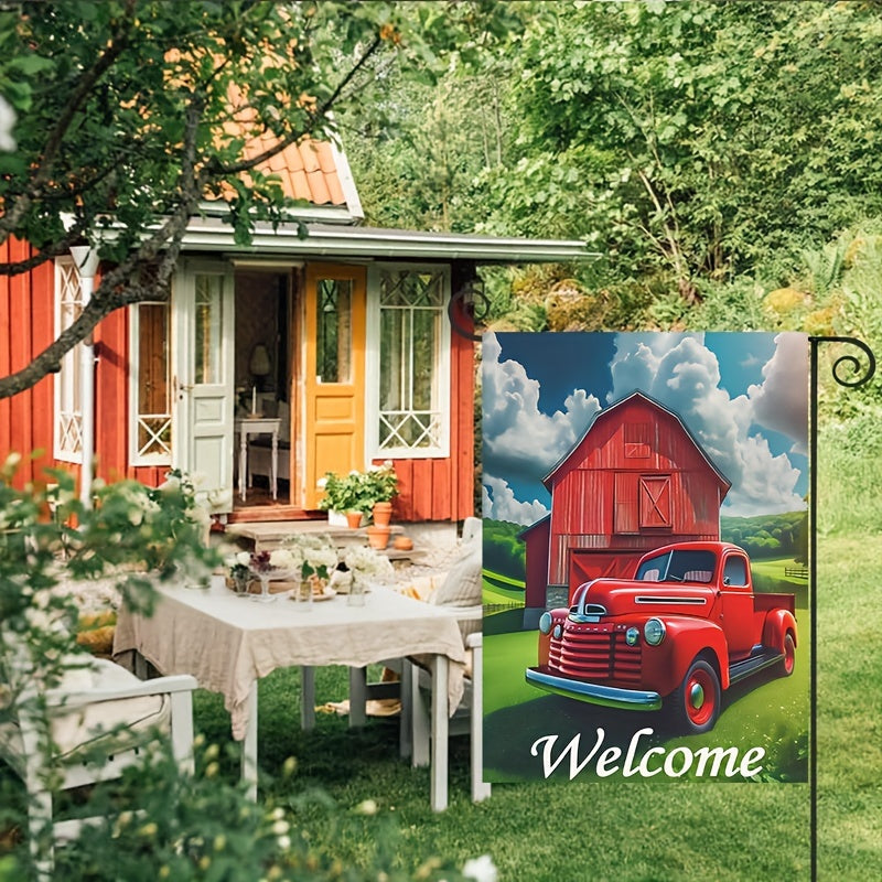 Rustic Red Truck Welcome Garden Flag