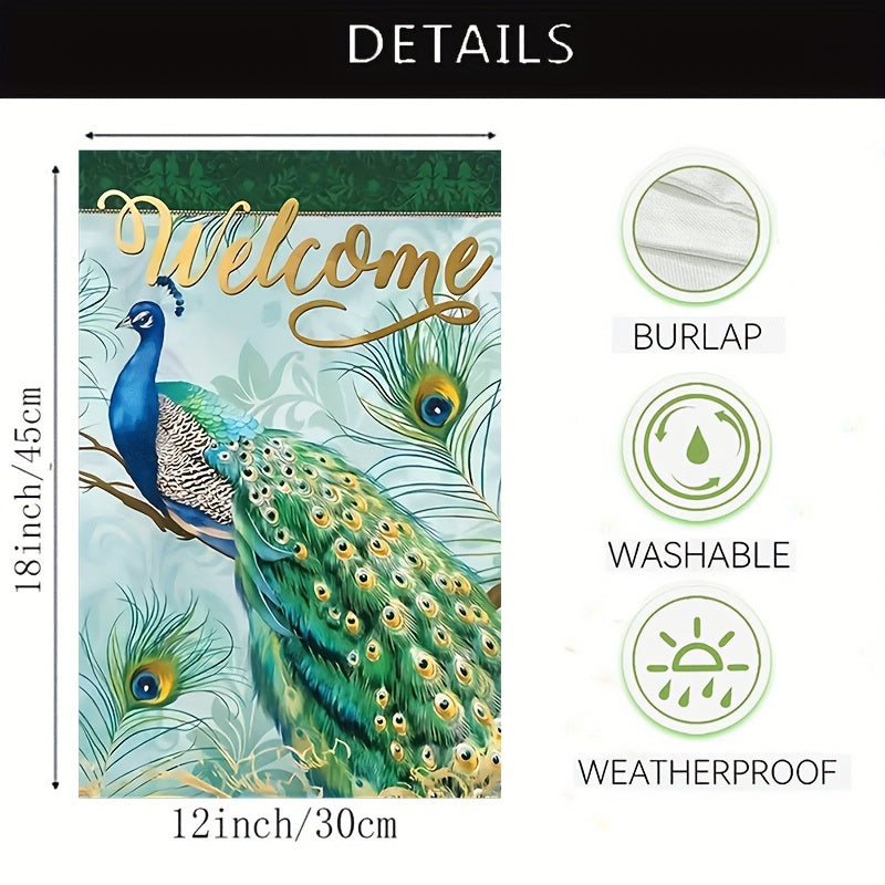 Peacock Welcome Garden Flag