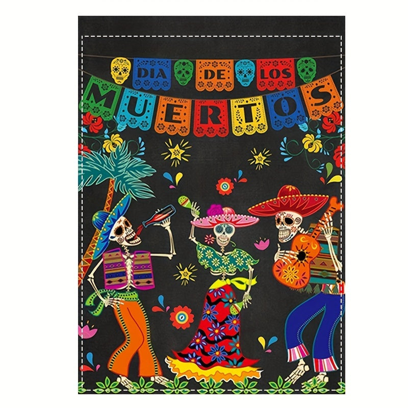 Vibrant Day of the Dead Garden Flag