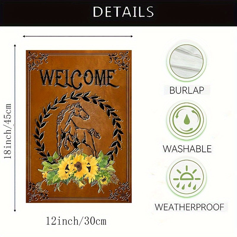 Charming Horse & Sunflower Welcome Garden Flag