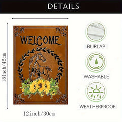 Charming Horse & Sunflower Welcome Garden Flag