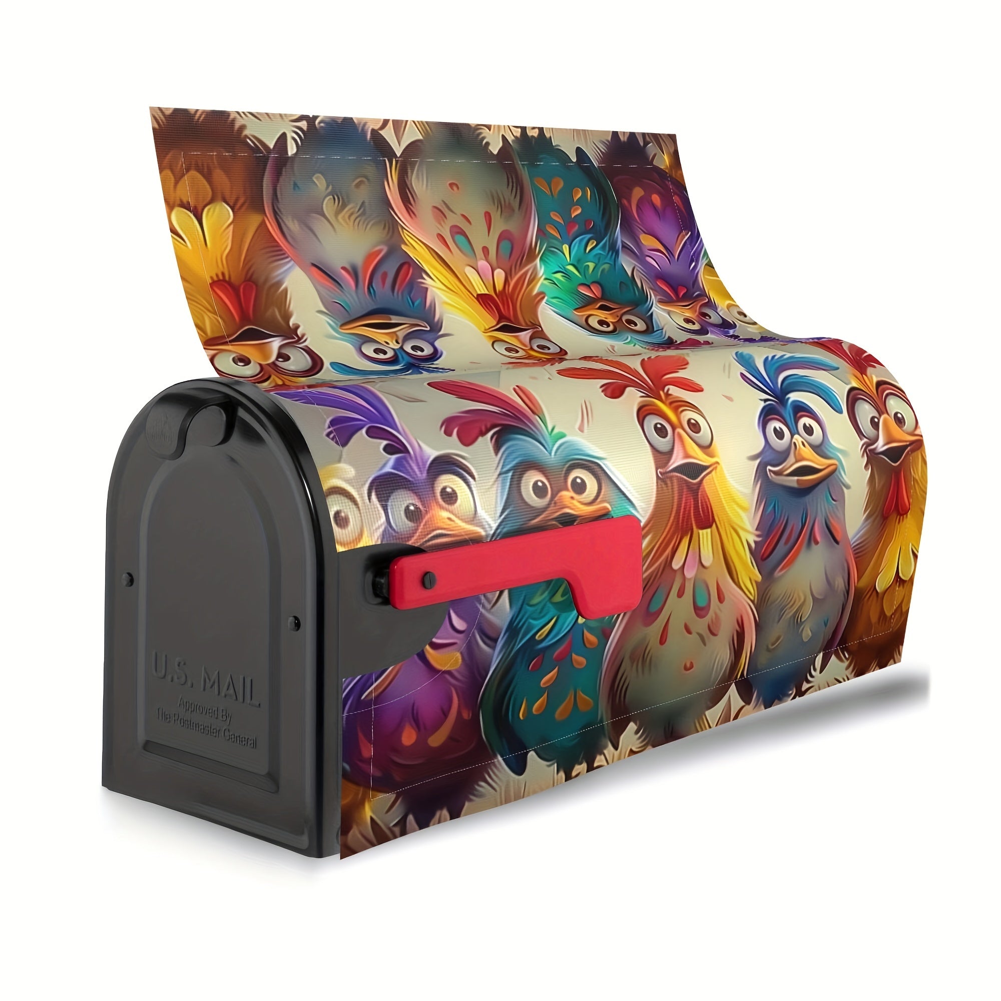 Colorful Roosters Mailbox Cover