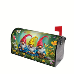 Three Gnomes Siting In The Grass Mailbox Cover