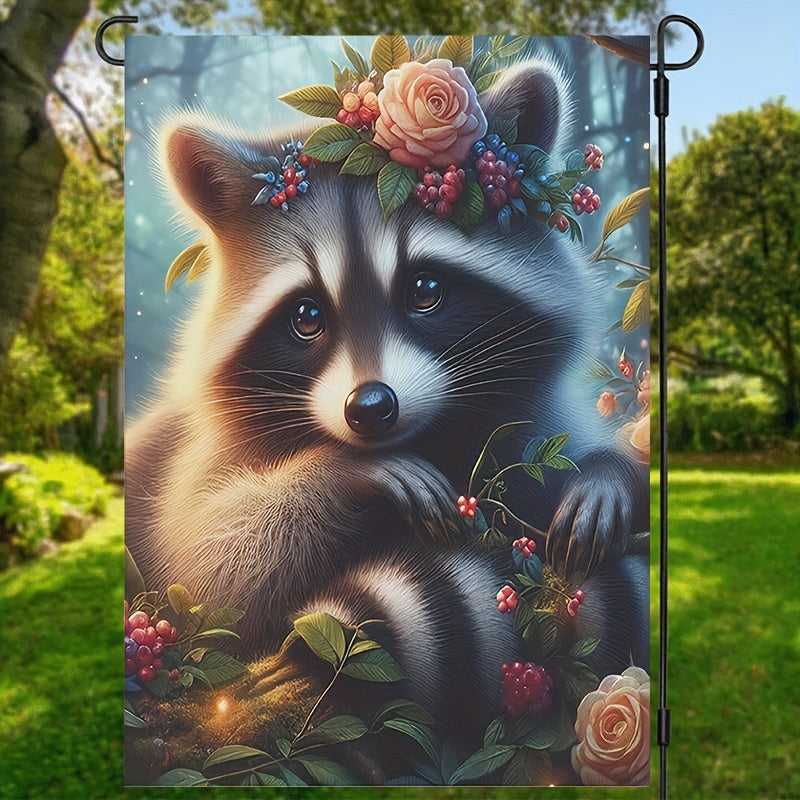 Cute Raccoon Garden Flag