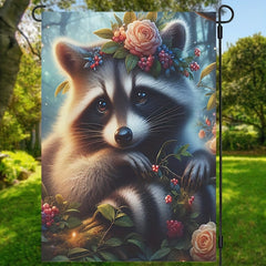 Cute Raccoon Garden Flag